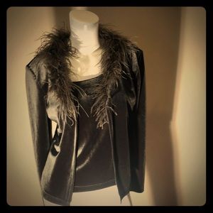 Jackie Jon New York Olive Velvet Twin Set Size 8